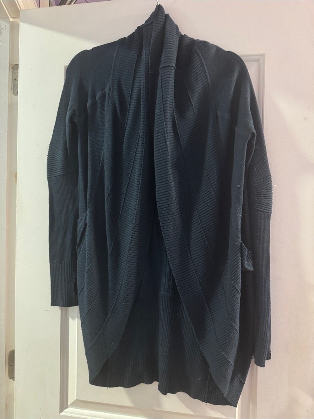 Lululemon Transformation Wrap Cocoon Cardigan Sweater Sz 2 Navy Blue Open Front